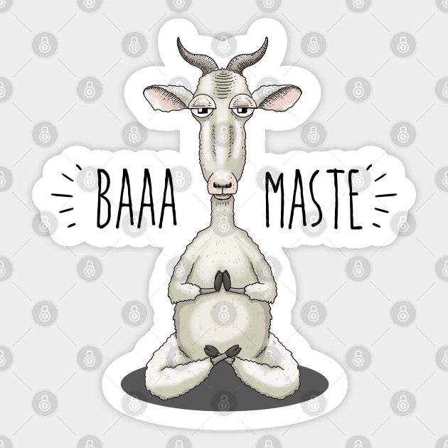 Baaa-maste - Namaste Meditating Goat Sticker by Jitterfly